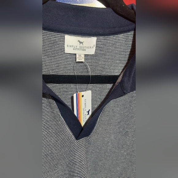 Simply Southern Gray and Navy Short Sleeve Polo - Picture 2 of 7